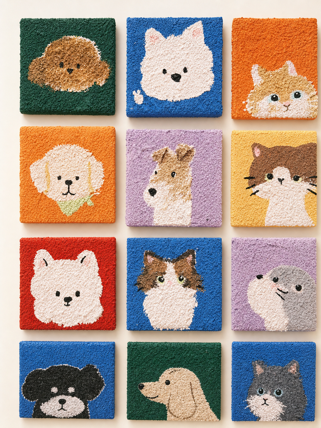 Hand-Painted Textured Pet Portrait Fridge Magnet