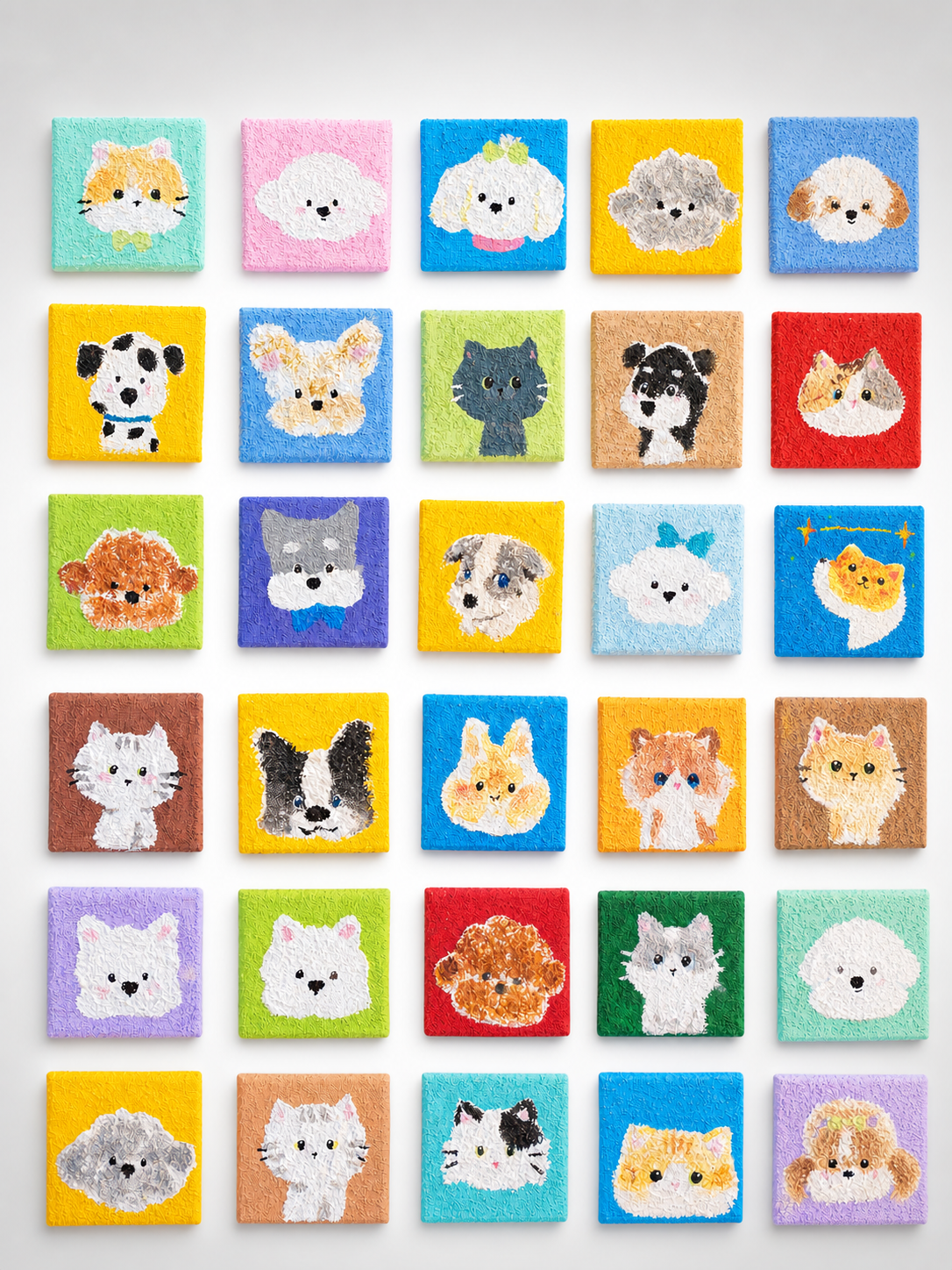Hand-Painted Textured Pet Portrait Fridge Magnet